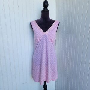 Pink K Women's Nightgown Sleep Shirt Floral Pattern Sleveles Size M